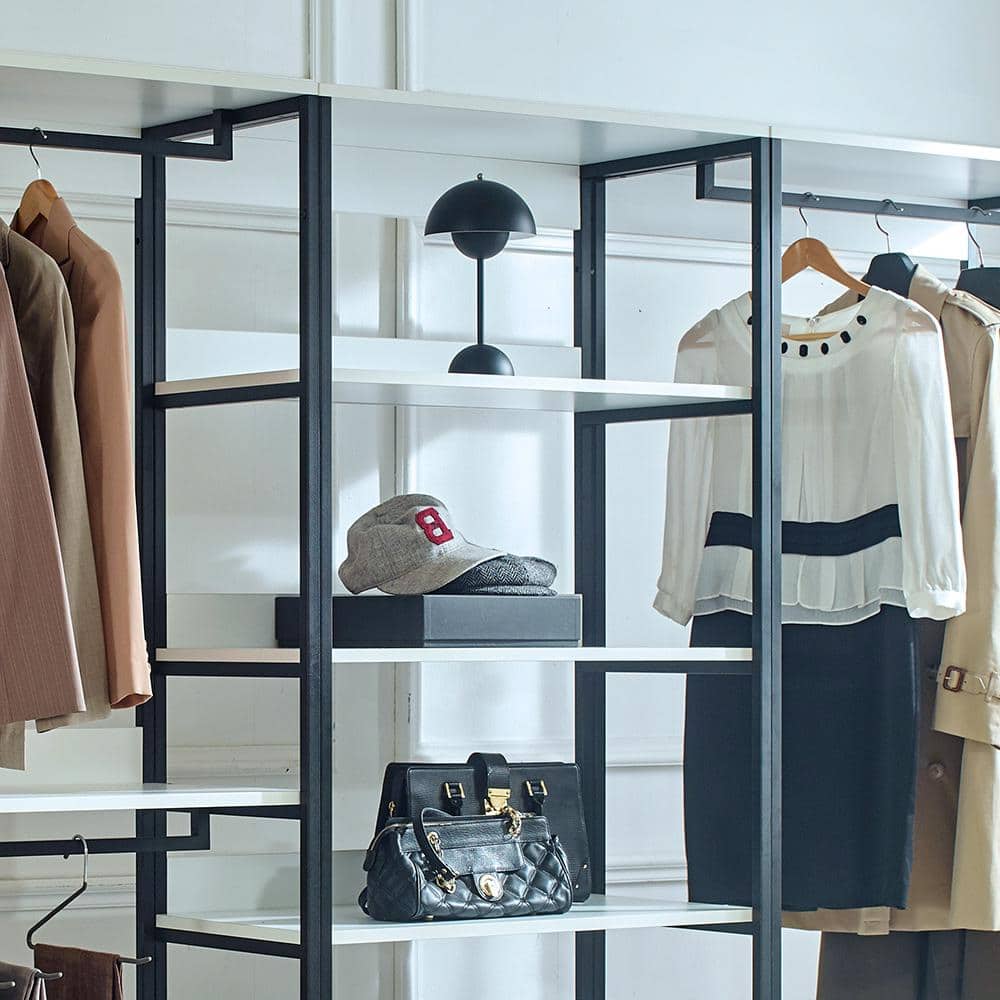 Fiona White Freestanding Walk-In Closet System with Metal Frame