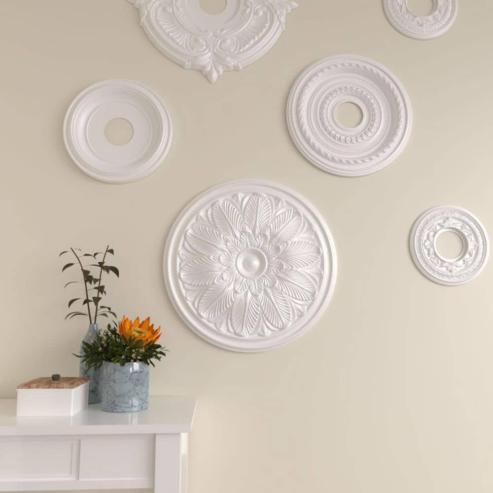 Bordeaux Primed White Polyurethane Ceiling Medallion, 22.63" Diameter