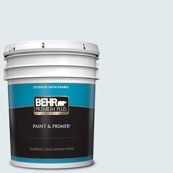 BEHR PREMIUM PLUS 5 gal. #570A-1 Ice Floe Satin Enamel Exterior Paint & Primer