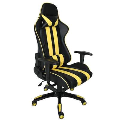 Speed Racing Style Yellow Faux Leather Gaming Chair