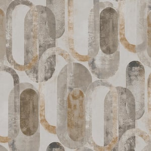 Oval Shapes Sand Gold Metallic Non-Pasted Vinyl Wallpaper