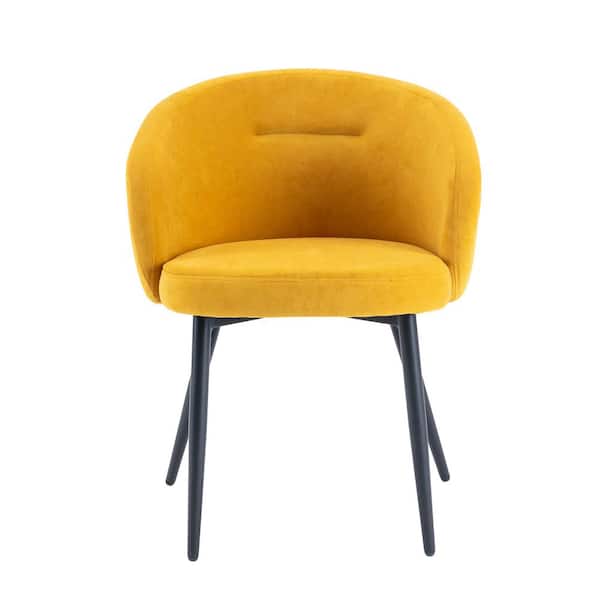 Unbranded Modern Yellow Upholstered Leisure Side Chairs with Metal Legs(Set of 2)