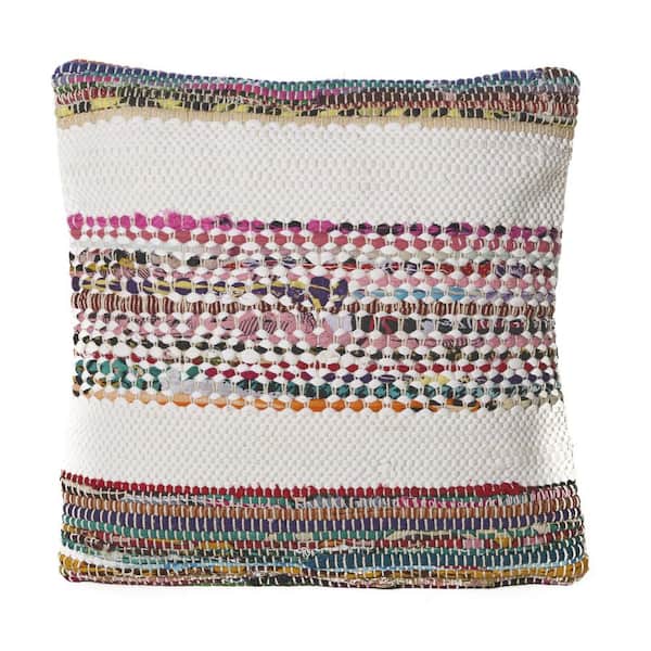 Noble House Dover Multi-Color Striped Cotton 17 in. x 17 in. Throw Pillow