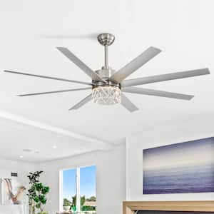 Fury 65 in. Indoor Integrated LED Brushed Nickel Industrial Ceiling Fan with Remote and Light Included
