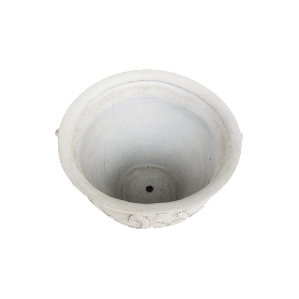 Antique White Lightweight Concrete Grecian Garden Urn Planter