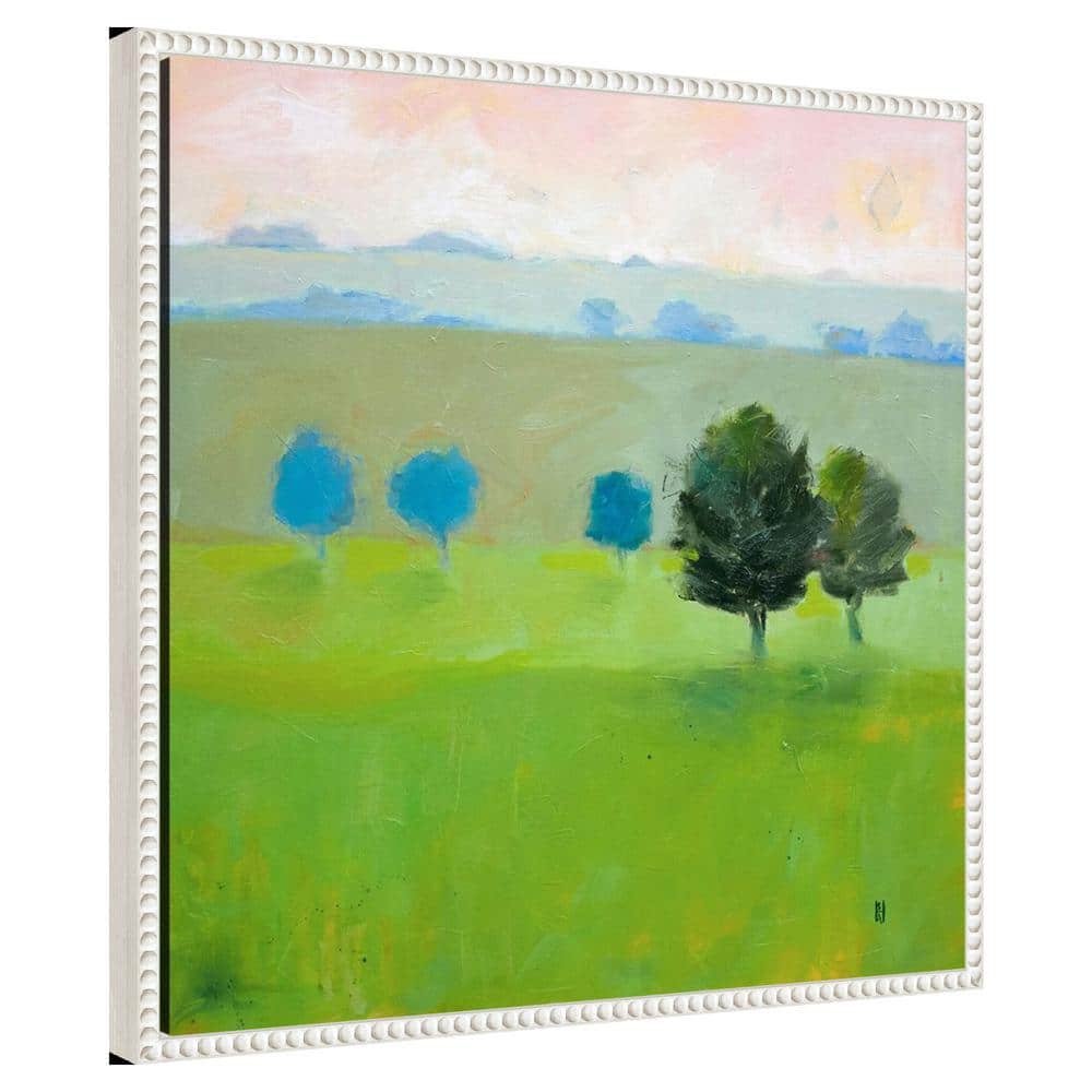 Gascony Trees Contemporary Landscape Canvas Wall Art in White Frame