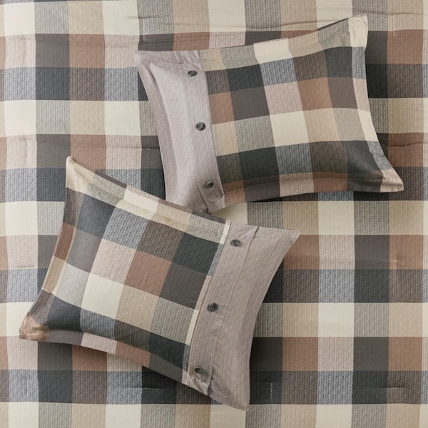 Madison Park Pioneer Neutral 7-Piece Plaid Polyester King