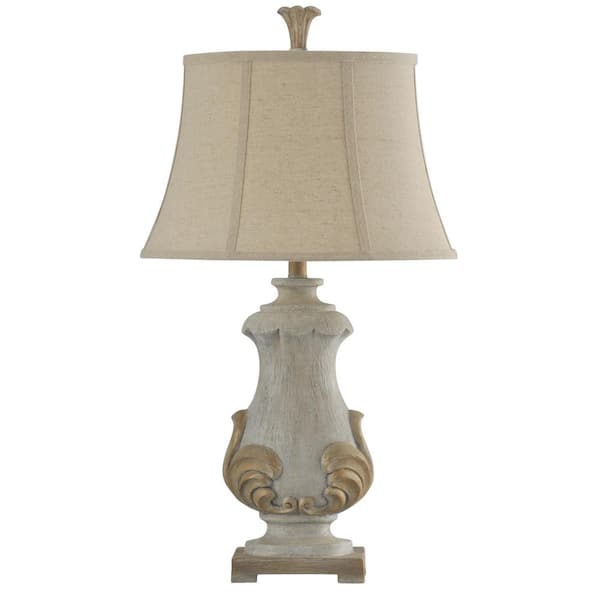 StyleCraft 30 in. Chrysta Cream Table Lamp with Beige Softback Fabric Shade