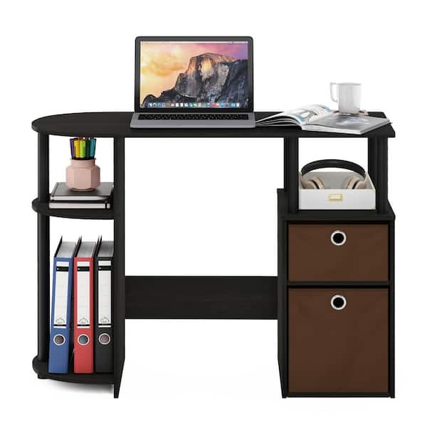 Furinno 39 in. Rectangular Espresso Computer Desk with Open Storage  15112EXBK - The Home Depot