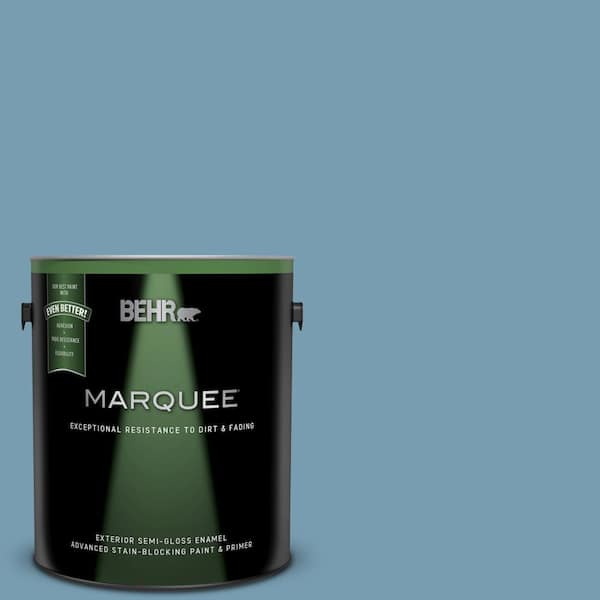 BEHR MARQUEE 1 gal. #UL230-17 Blue Cascade Semi-Gloss Enamel Exterior Paint and Primer in One