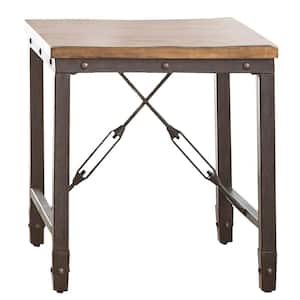 Ashford Antique Honey Pine and Iron Industrial End Table