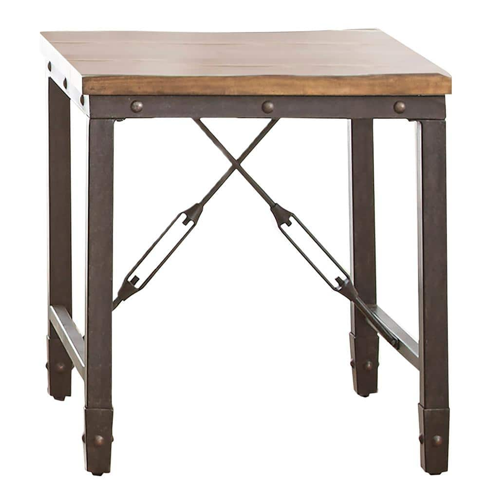 Ashford Antique Honey Pine And Iron Industrial End Table Af400e The Home Depot