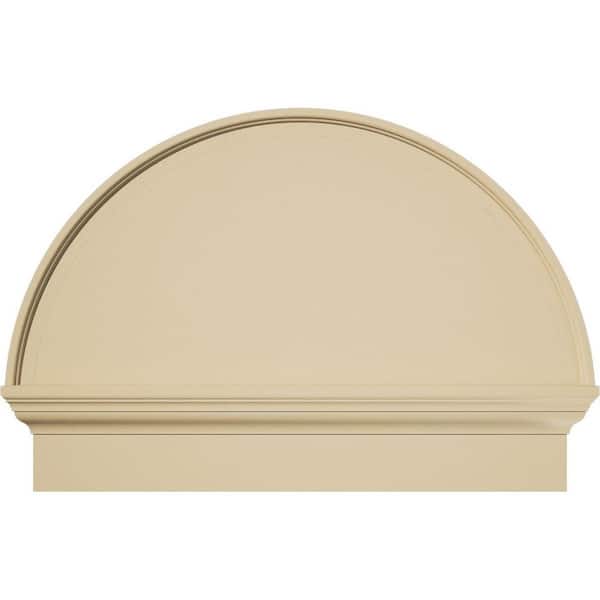 Ekena Millwork 30 in. W x 21-3/4 in. H x 2-3/4 in. P Half Round Smooth Signature Urethane Combination Pediment, Primed Tan