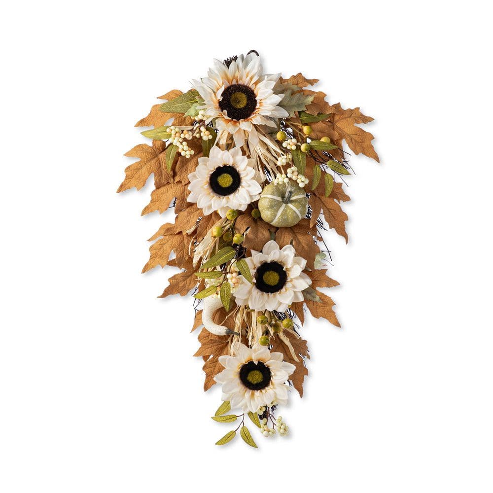 28 in. H Fall Neutral Sunflower, Pumpkin and Leaf Swag Includes a Complimentary Black Metal Wreath Hanger price history on PriceWatchPro