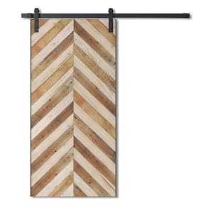 40 in. x 83 in. BOWEN Solid Core Reclaimed Wood Barn Door with Sliding Door Hardware Kit