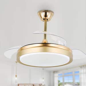42 in. Indoor Gold Retractable Ceiling Fan with LED Light and Remote, 6-Speed Reversible Ceiling Fans