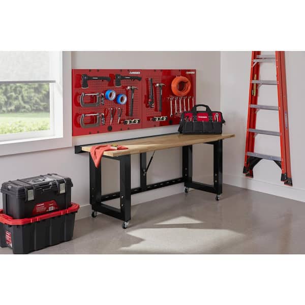 Husky Ready-To-Assemble 6 ft. Folding Adjustable Height Solid Wood