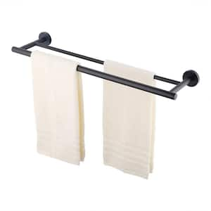 24 in. Wall Mounted Double Towel Bar in Stainless Steel Matte Black