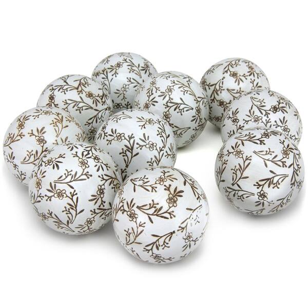 Oriental Furniture Oriental Furniture 3 in. Small Flowers Porcelain Ball Set