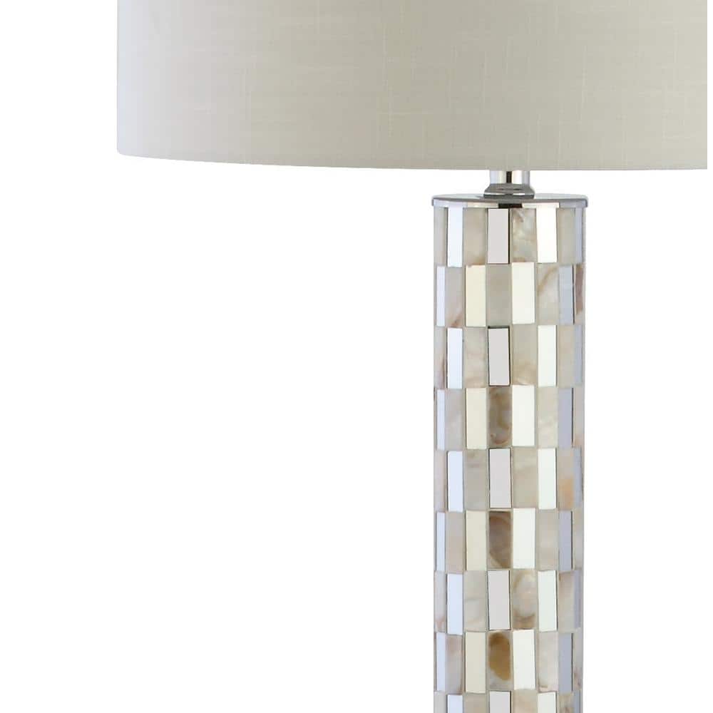 Liam 63.5" Seashell Mosaic LED Floor Lamp with White Linen Shade
