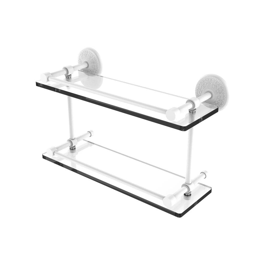 Allied Brass Monte Carlo 16 in. Double Glass Shelf with Gallery Rail in  Matte White MC-2/16-GAL-WHM The Home Depot