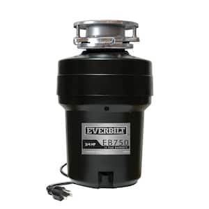 3/4 HP Continuous Feed Garbage Disposal with Stainless Steel Sink Flange and Attached Power Cord
