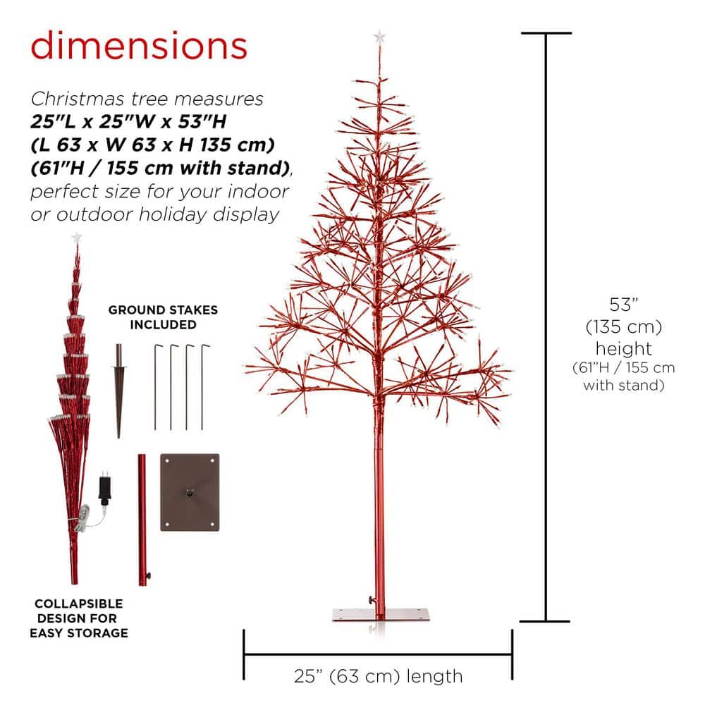 Alpine Red 53" Outdoor Christmas Tree with LED Lights