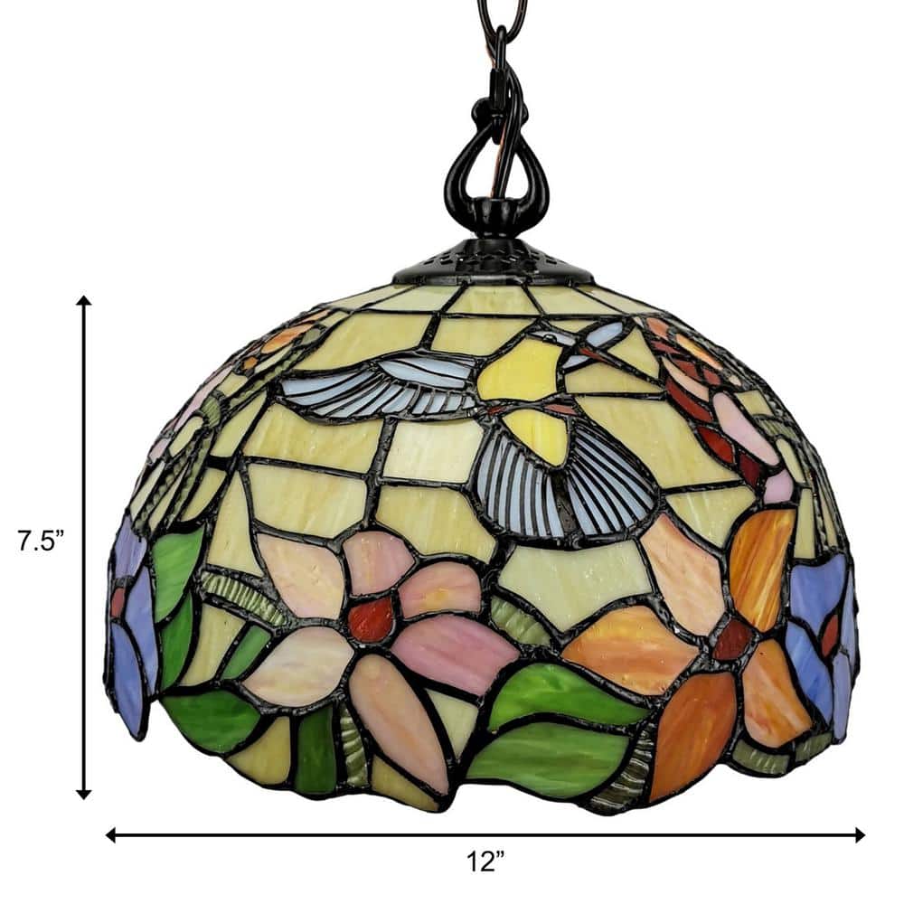 Vintage Tiffany Style 15" Brown Glass Pendant Lamp