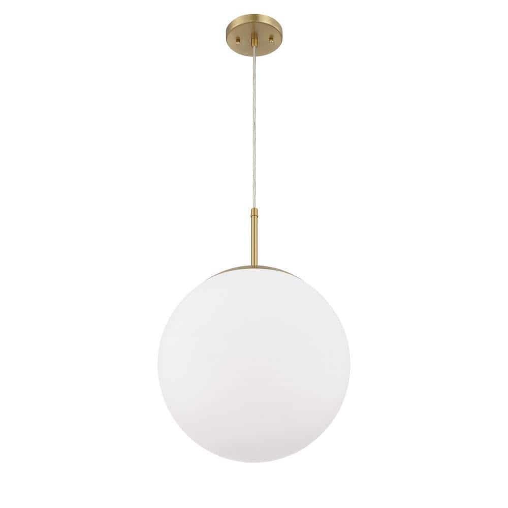 14" Globe Pendant Light with Clear Glass Shade and Satin Brass Finish