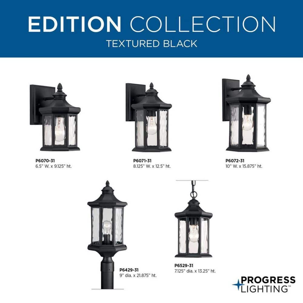 Black Aluminum Hanging Lantern with Water Glass Panels