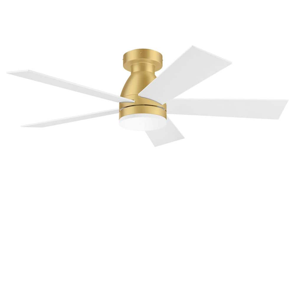 52 in. Gold 5 Blades Flush Mount Standard Ceiling Fan with Light and Voice Control via Alexa Google WIFI App and Remote price history on PriceWatchPro