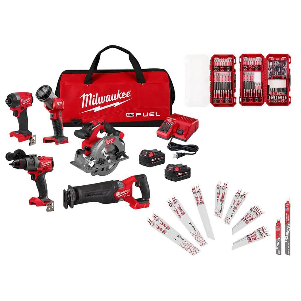 M18 FUEL 18V Li-Ion Cordless Combo Kit (5 Tool) w/ 2 5.0 Ah Batteries, 1 Charger 1 Bag w/ Bit Set 100-Pc Recip Bld 16-Pc price history on PriceWatchPro
