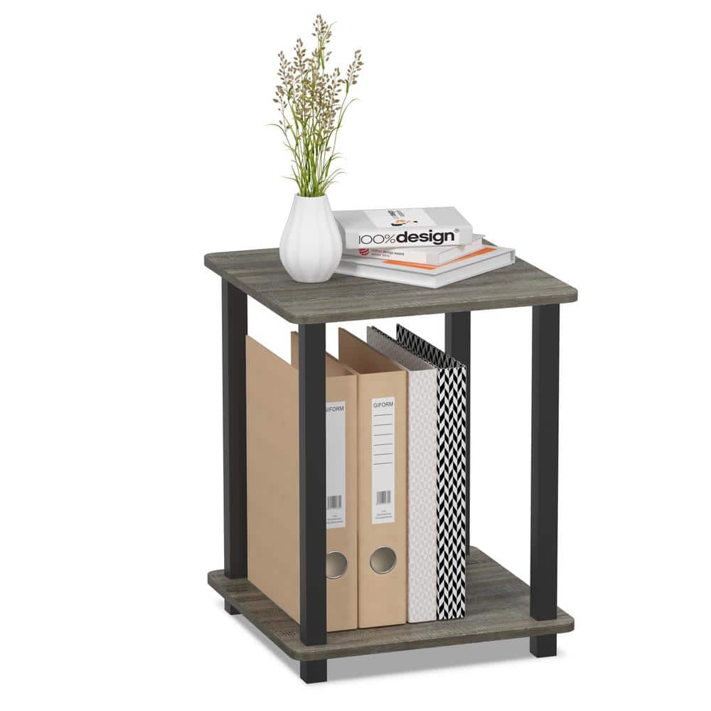 Modern French Oak Black Square Wood End Table Set