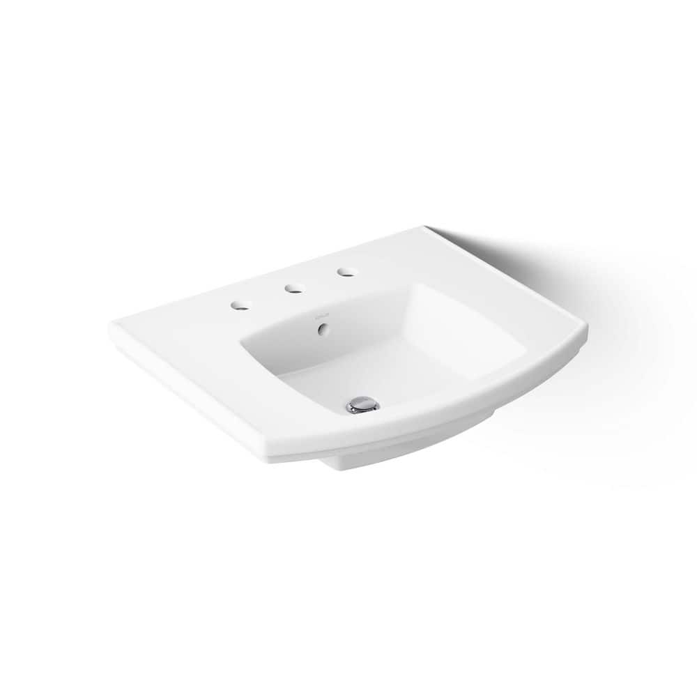 Kelston 24 in. Pedestal Sink Basin with 8 in. Widespread Holes in White