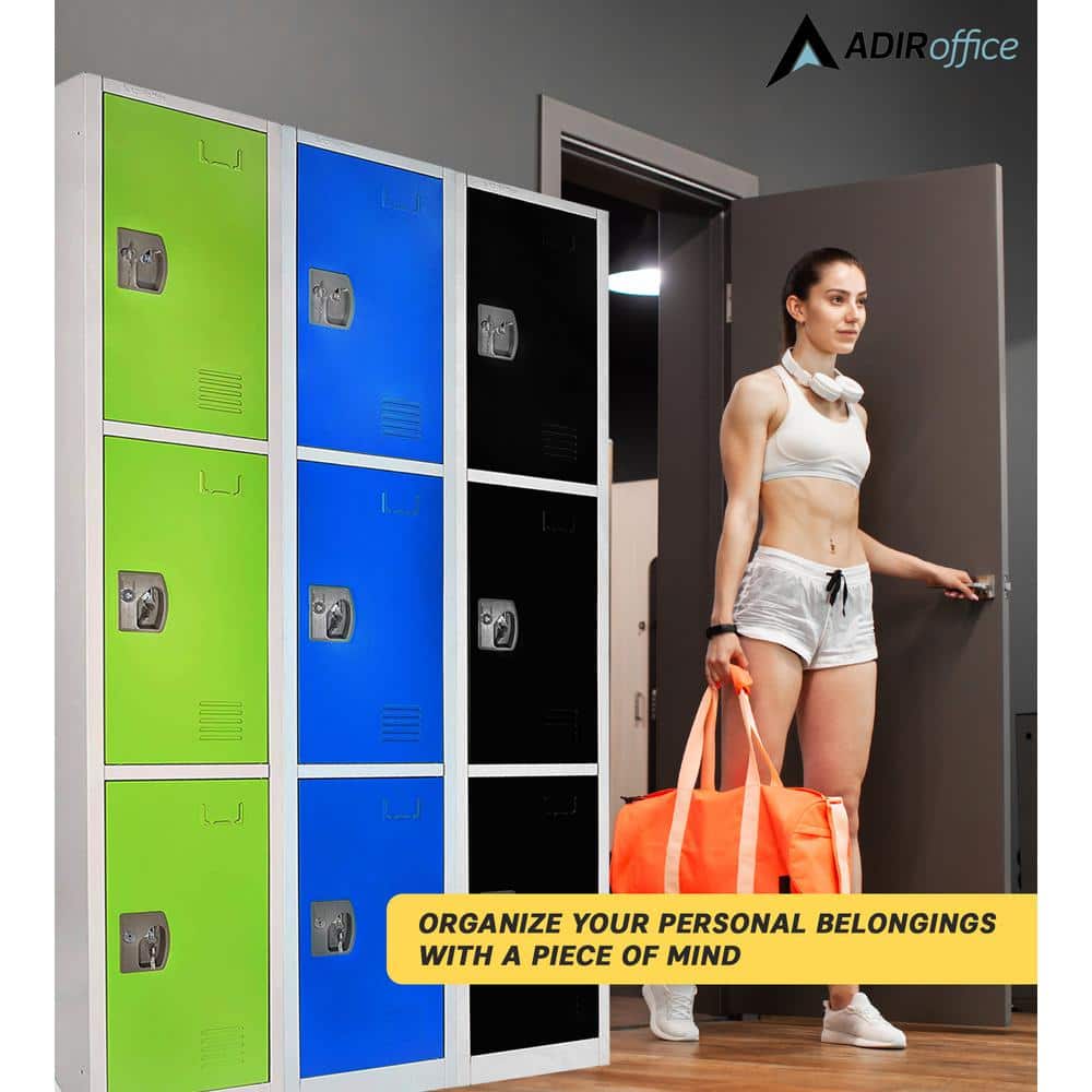 Green 72'' 3-Tier Steel Storage Locker with Key Lock