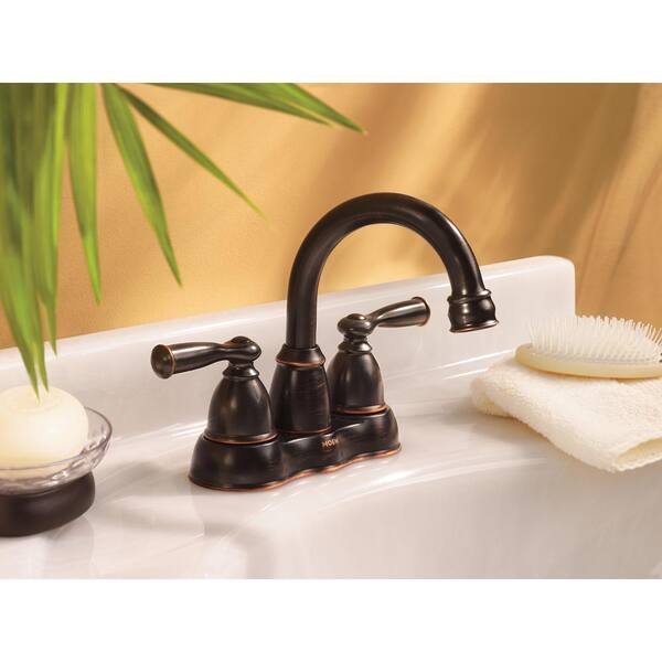 MOEN Banbury 4 in Centerset 2-Handle High-Arc Bathroom Faucet in M Bronze 