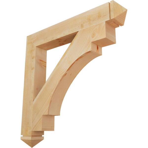 Ekena Millwork 6 in. x 44 in. x 44 in. Douglas Fir Merced Arts and Crafts Rough Sawn Bracket