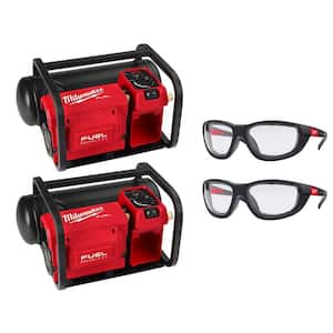 M18 FUEL 18-Volt Lithium-Ion Brushless 2 Gal. Compact Quiet Compressor (2-Tool) and Performance Safety Glasses (2-Pack)