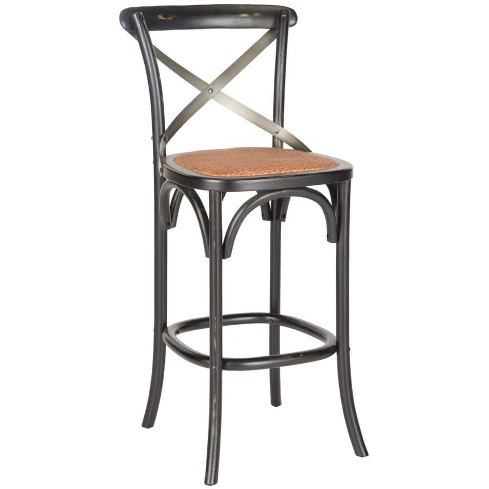 Eleanor Black and Oak X-Back Bar Stool