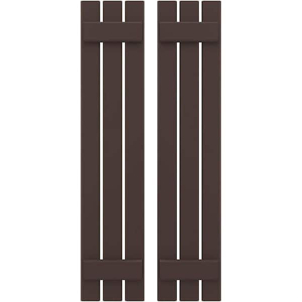 Ekena Millwork 11-1/2 in. W x 32 in. H Americraft 3-Board Exterior Real Wood Spaced Board and Batten Shutters in Raisin Brown