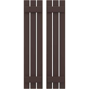 11-1/2 in. W x 40 in. H Americraft 3-Board Exterior Real Wood Spaced Board and Batten Shutters in Raisin Brown