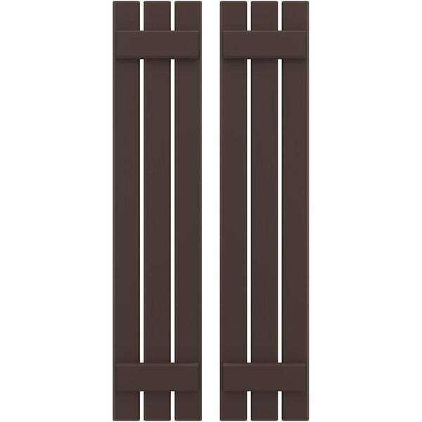 Ekena Millwork 11-1/2 in. W x 57 in. H Americraft 3-Board Exterior Real Wood Spaced Board and Batten Shutters in Raisin Brown