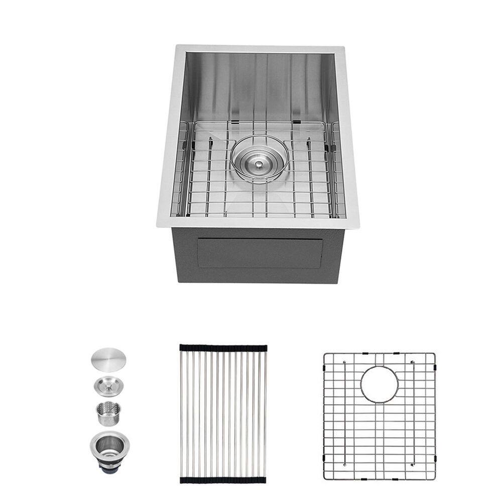 Elkanah 15 in. Undermount Single Bowl 16 Gauge Brushed Nickel Stainless Steel Kitchen Sink with Accessories price history on PriceWatchPro