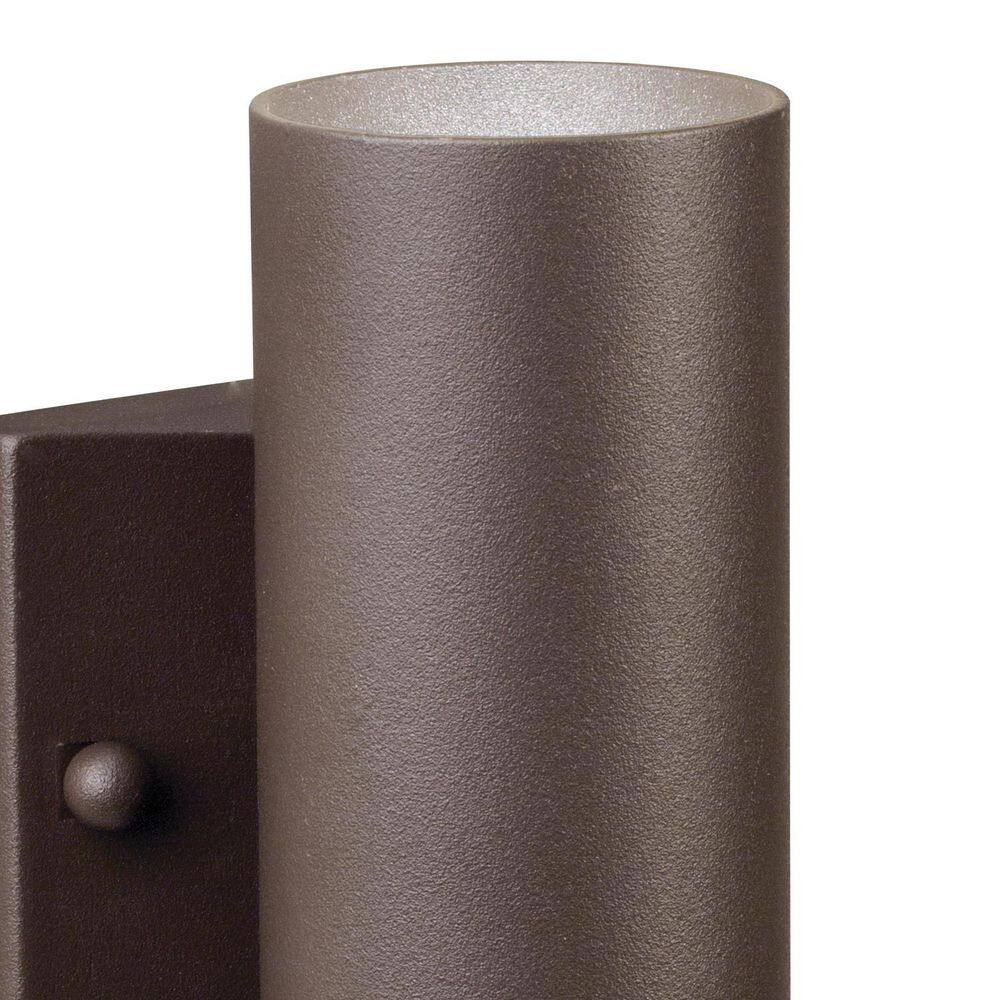 Modern Distressed Bronze Cylinder Wall Light with Up/Down Xenon Lighting