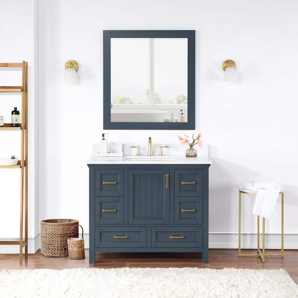 Isla 42 in.W x 22 in.D x 34.5 in. H Single Sink Bath Vanity in Classic Blue with White Composite Top and Mirror price history on PriceWatchPro