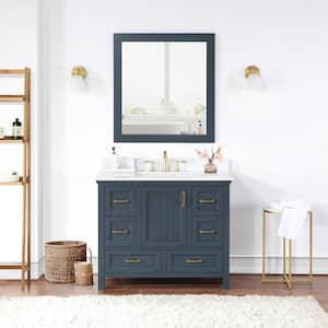 Isla 42 in.W x 22 in.D x 34.5 in. H Single Sink Bath Vanity in Classic Blue with White Composite Top and Mirror