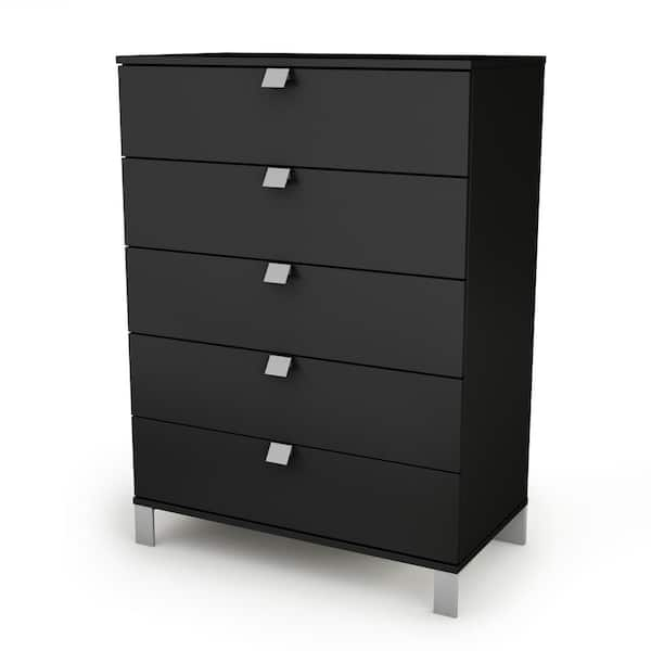 South Shore Spark 5-Drawer Pure Black Chest of Drawers