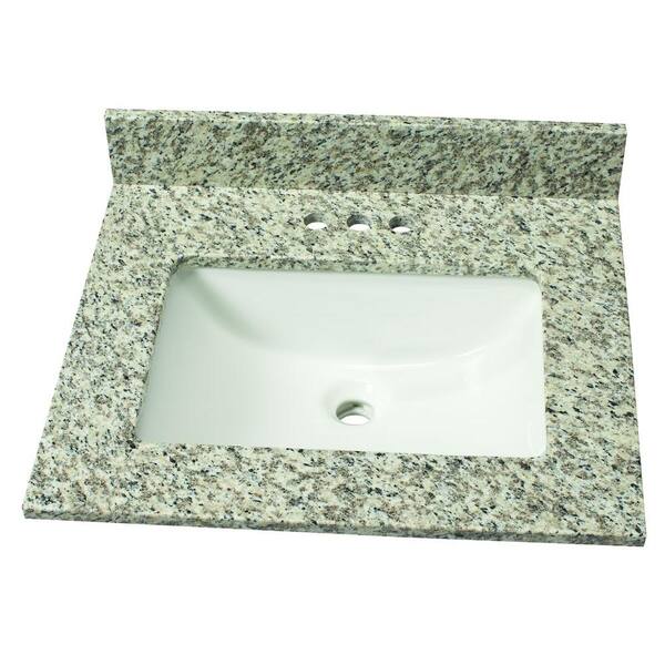 MSI 25 in. W Granite Single Sink Vanity Top in Blanco Perla with White Sink