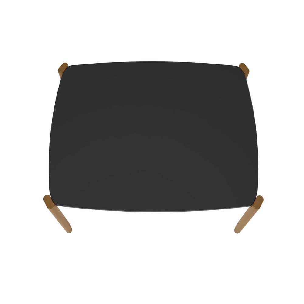 Matte Black MDF and Eucalyptus Wood Dining Table