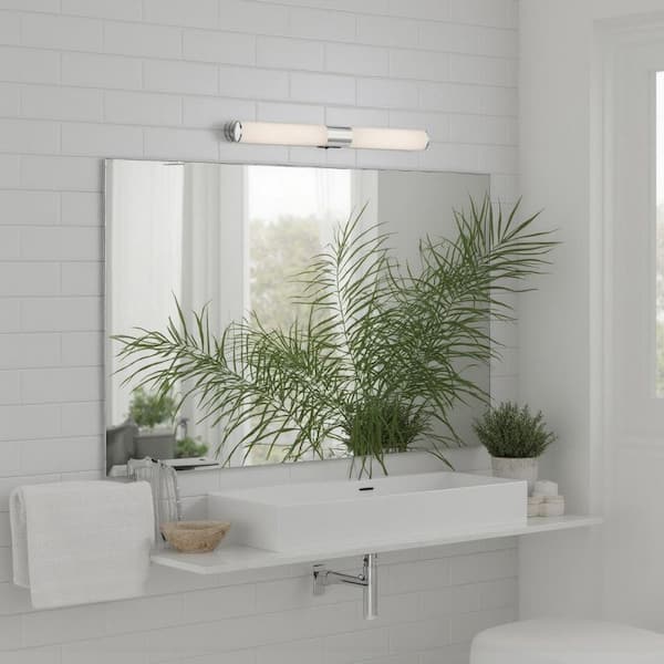 Vantage Modern 2-Light Chrome Dimmable LED Wall Sconce with White Acrylic Shades